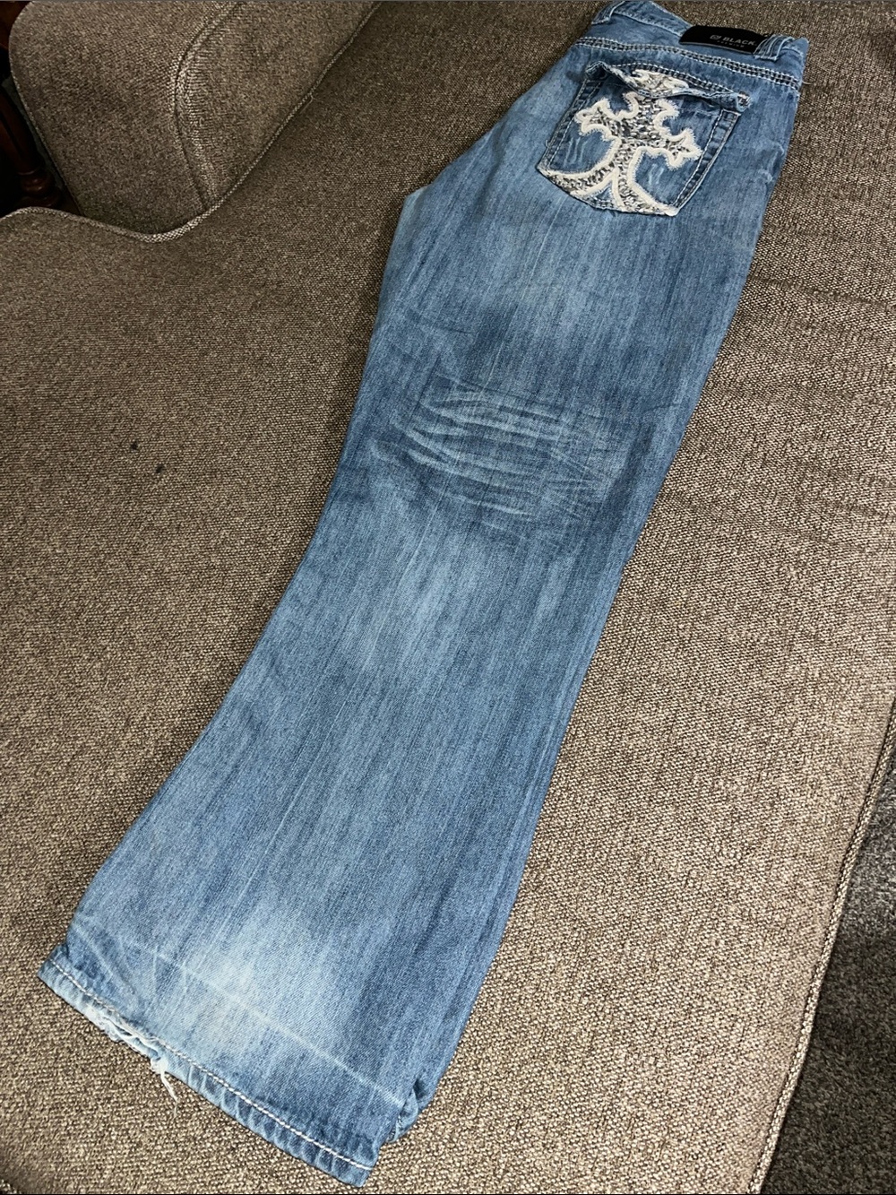 Black Premium Jeans Relaxed Straight size 36/32 Distressed style